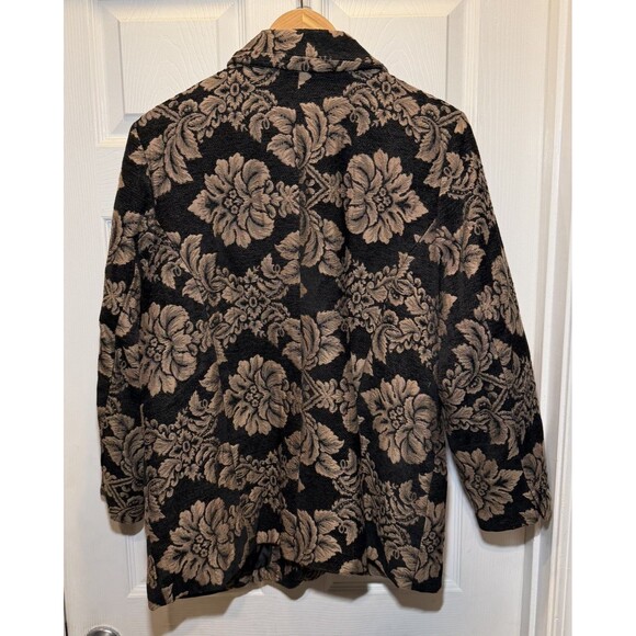 Vtg Denim & Co Tapestry Blazer Jacket Large Floral Damask Boho Dark Academia - Picture 2 of 16